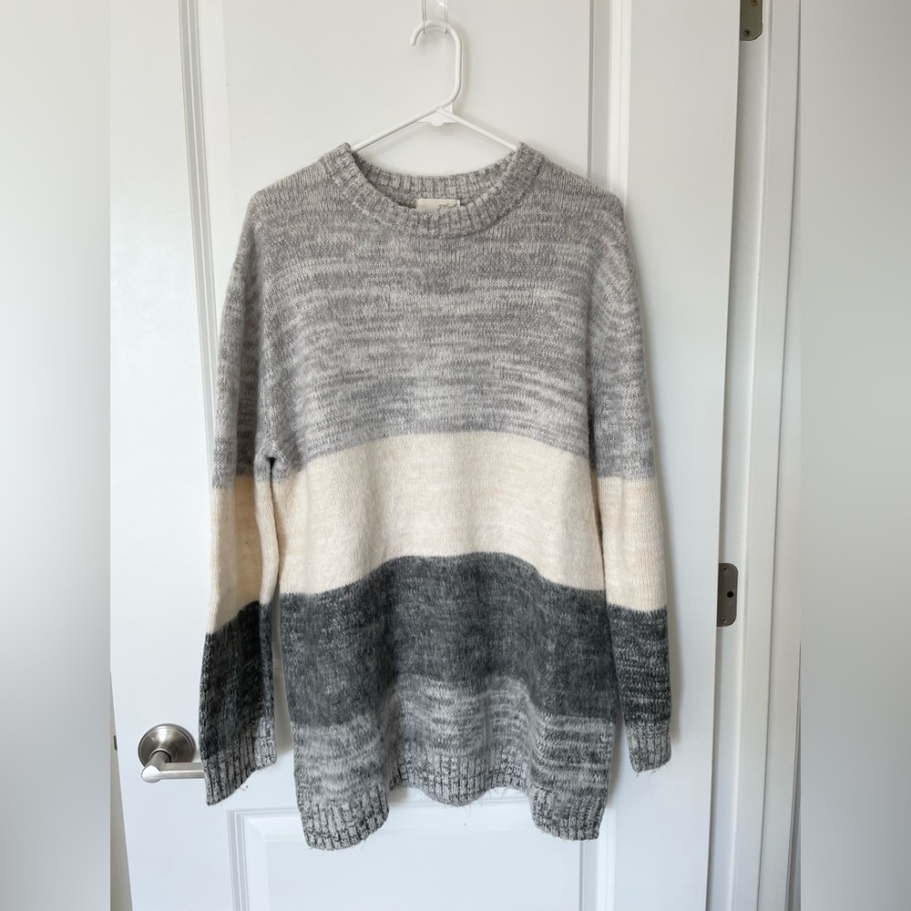 Universal Thread Grey/Cream Color Block Sweater - image 1